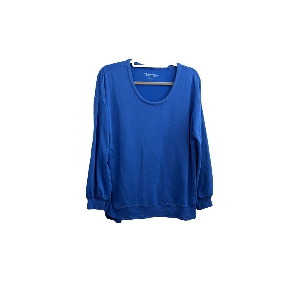 Soft Surroundings Pullover Shirt Women Medium Blue Knit Soft